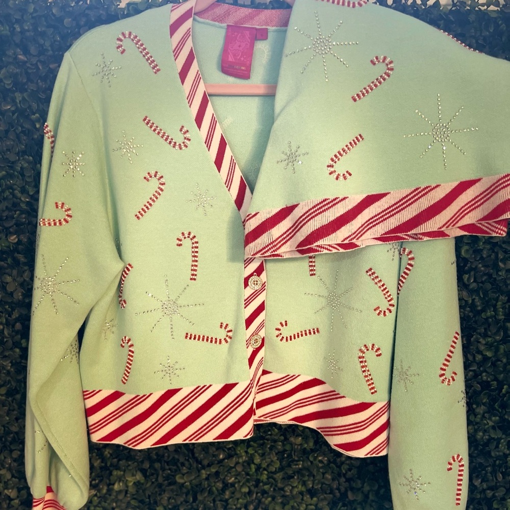 Holiday Sweater Set with Candy Cane Design